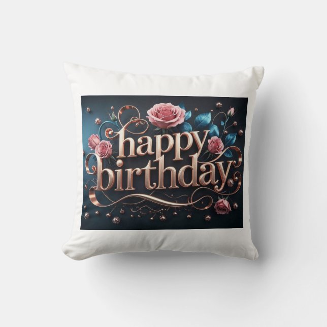 Rose gold birthday luxurious elegant extravagant  throw pillow (Front)
