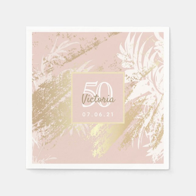 Rose gold birthday party abstract pattern napkins (Front)