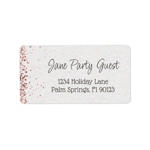 Rose Gold Birthday Party Guest Address Label