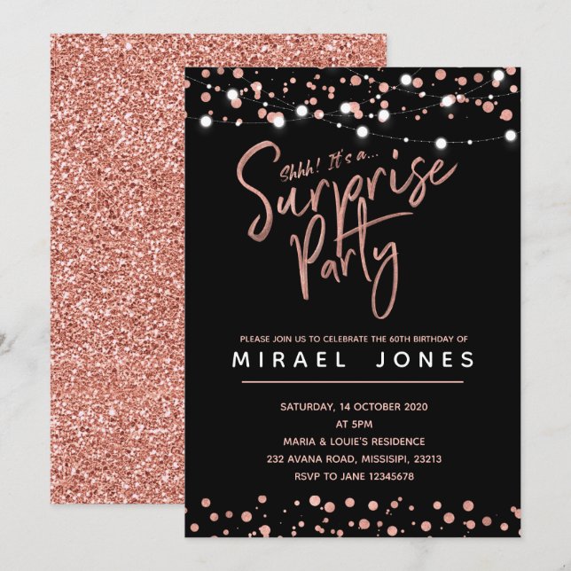 Rose gold Birthday Party Invitation (Front/Back)