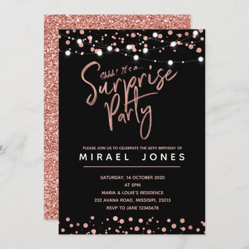 Rose gold Birthday Party Invitation