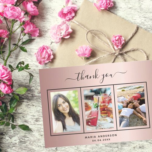 Rose gold birthday thank you custom photo