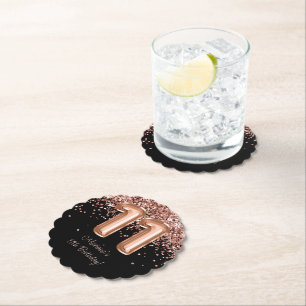 Rose Gold Black 11th Birthday Party Paper Coaster