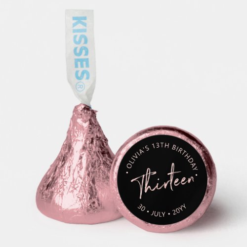 Rose gold  Black 13th Girl Birthday Party Hersheys Kisses