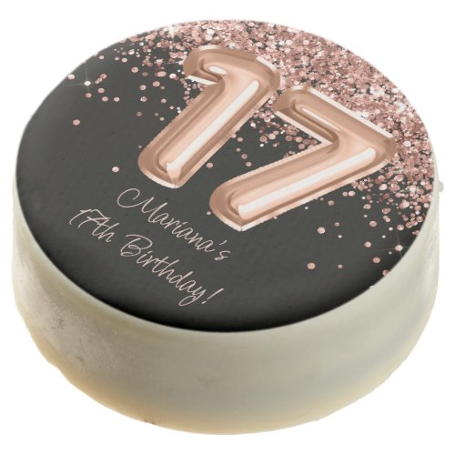 Rose Gold Black 17th Birthday Party Chocolate Covered Oreo
