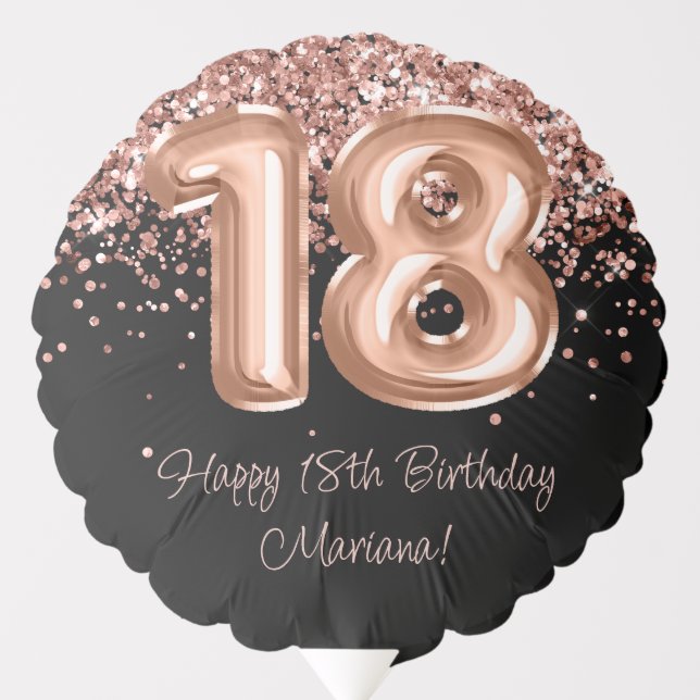 Rose Gold Black 18th Birthday Party Balloon (Front)