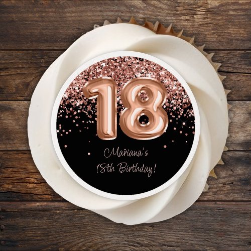 Rose Gold Black 18th Birthday Party Edible Frosting Rounds