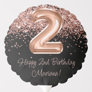 Rose Gold Black 2nd Birthday Party Balloon