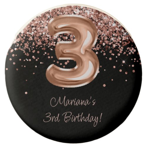 Rose Gold Black 3rd Birthday Party Chocolate Covered Oreo