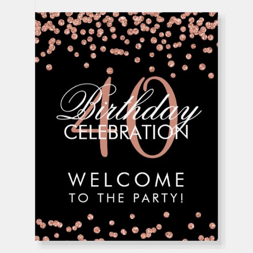 Rose Gold Black 40th Birthday Glitter Confetti  Foam Board