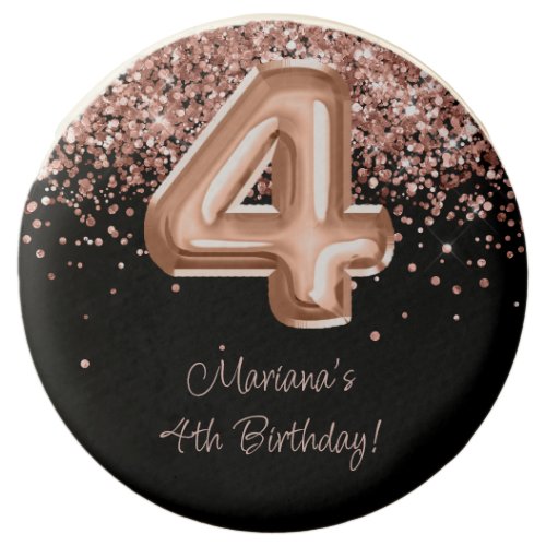 Rose Gold Black 4th Birthday Party Chocolate Covered Oreo