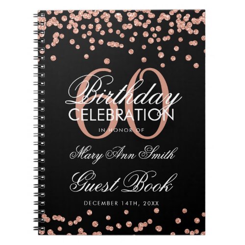 Rose Gold Black 60th Birthday Guest Book Confetti