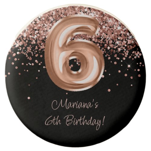 Rose Gold Black 6th Birthday Party Chocolate Covered Oreo