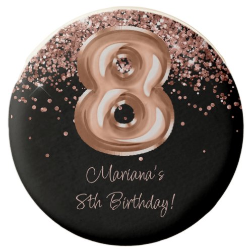 Rose Gold Black 8th Birthday Party Chocolate Covered Oreo