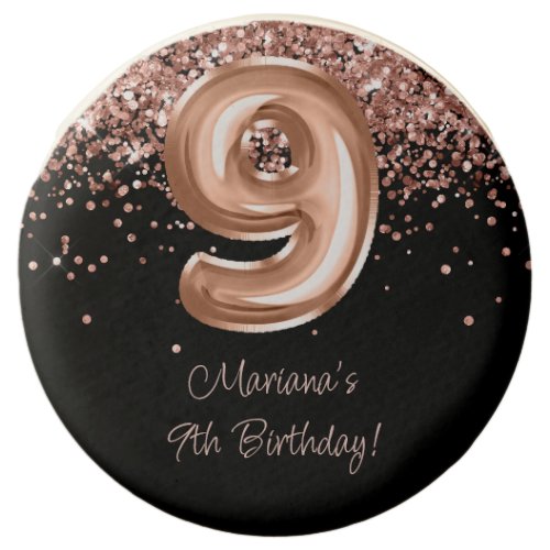 Rose Gold Black 9th Birthday Party Chocolate Covered Oreo