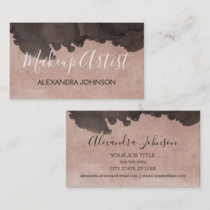 Rose Gold & Black Abstract Modern Makeup Artist Business Card