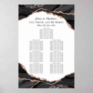 Rose Gold Black Agate Wedding Seating Chart
