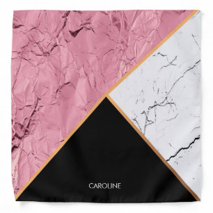 Rose Gold Black and White Marble Pattern Bandana