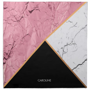 Rose Gold Black and White Marble Pattern Cloth Napkin