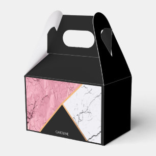 Rose Gold Black and White Marble Pattern Favor Boxes