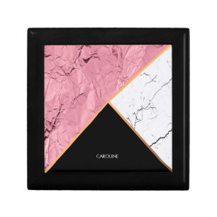 Rose Gold Black and White Marble Pattern Gift Box