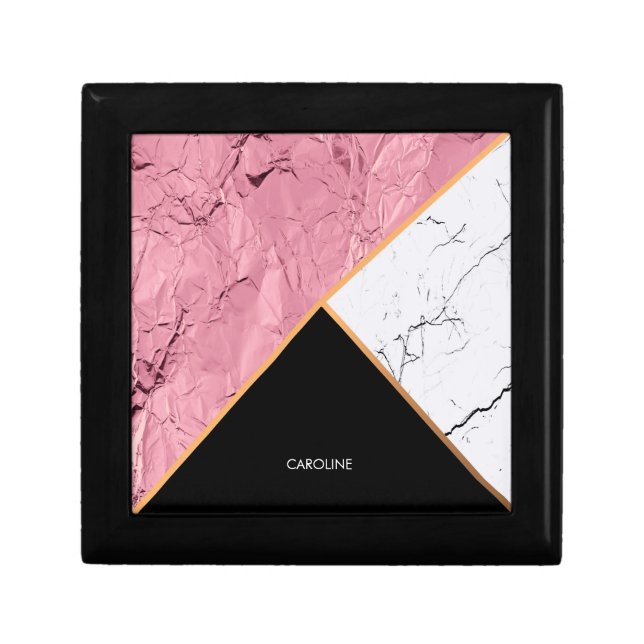 Rose Gold Black and White Marble Pattern Gift Box (Front)