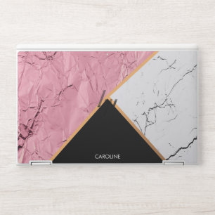 Rose Gold Black and White Marble Pattern HP Laptop Skin