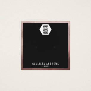 Rose Gold Black Border Logo Earring Display Card