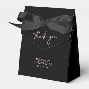 Rose gold Black Brush Script Party Thank you Favor Favor Boxes