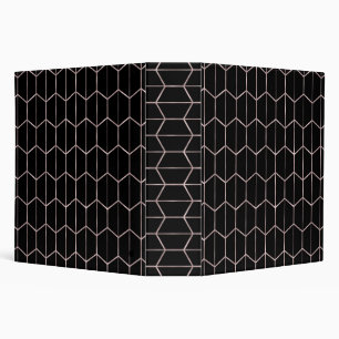 Rose Gold & Black Chic Hexagon Geometric Glam 3 Ring Binder