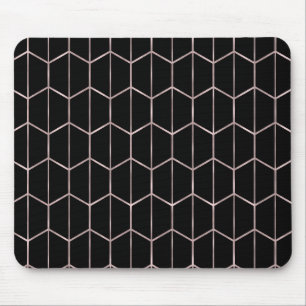 Rose Gold & Black Chic Hexagon Geometric Glam  Mouse Pad