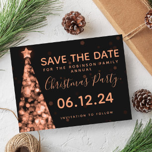 Rose Gold & Black Christmas Party Save The Date Announcement Postcard