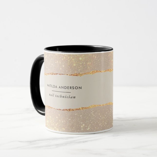 Rose gold black elegant modern girly price QR code Mug (Front Left)