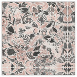 Rose Gold Black Floral Leaf Illustration Pattern Fabric