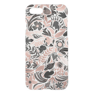 Rose Gold Black Floral Leaf Illustration Pattern iPhone SE/8/7 Case