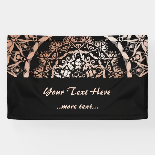 Rose Gold Black Floral Mandala Banner