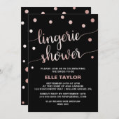 Rose Gold & Black Glam Confetti Lingerie Shower Invitation (Front/Back)