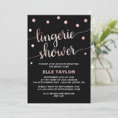 Rose Gold & Black Glam Confetti Lingerie Shower Invitation (Standing Front)