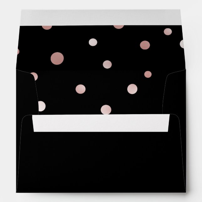 Rose Gold & Black Glam Lined Wedding Invitation Envelope (Back (Bottom))