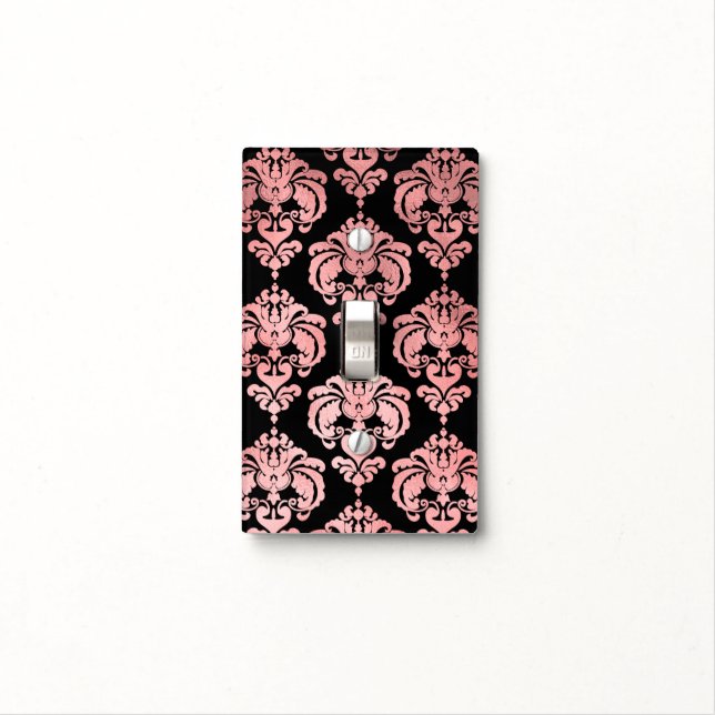 Rose Gold & Black Glam Pattern Modern Chic Light Switch Cover (In Situ)