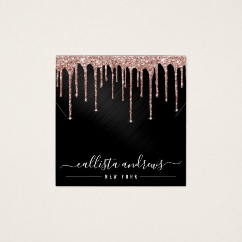 Rose Gold Black Glitter Drip Necklace Display Card