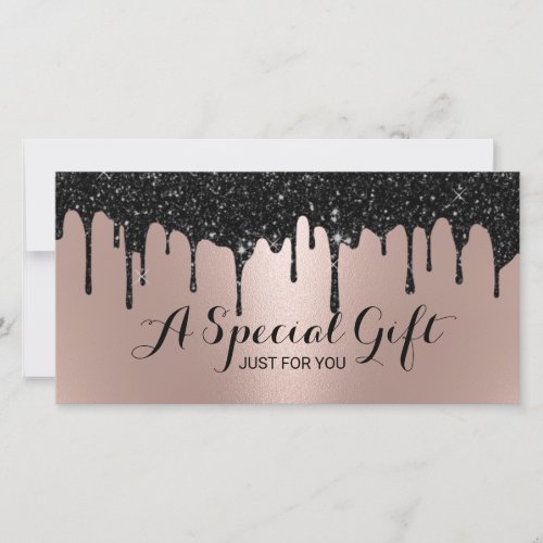 Rose Gold Black Glitter Drips Salon Gift Cards
