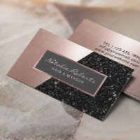 Rose Gold Black Glitter Modern Beauty Salon Spa