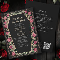 Rose Gold Black Gothic Coffin Wedding QR Code