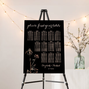 Rose Gold Black Gothic Wedding Seating Chart Foam Board