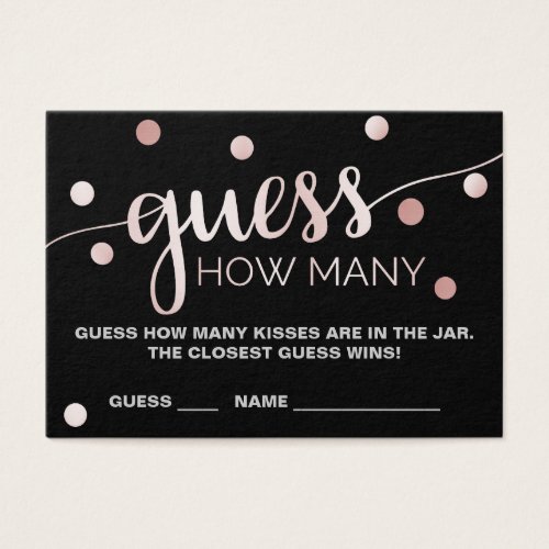 Rose Gold  Black Guess How Many Kisses Game Cards