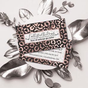 Rose Gold Black Leopard Cheetah Animal Print Business Card