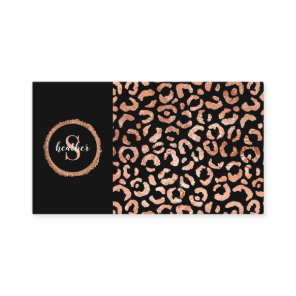 Rose Gold Black Leopard Cheetah Beauty Salon Business Card