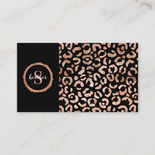 Rose Gold Black Leopard Cheetah Beauty Salon Business Card