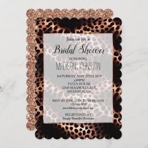 Rose Gold Black Leopard Invitation